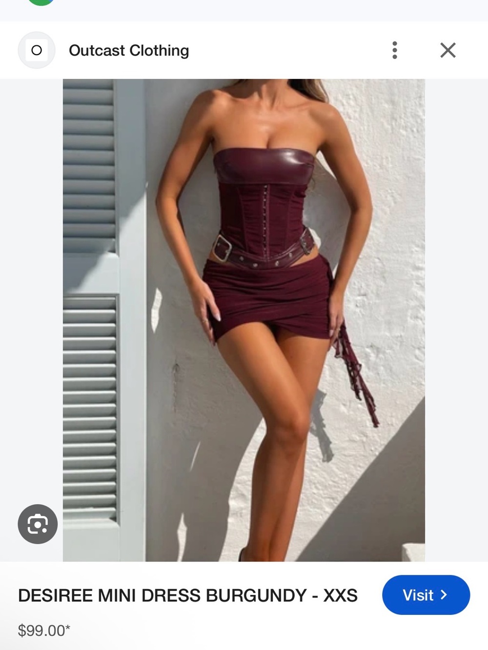 Desiree Strapless Mini Dress in Burgundy- OUTCAST